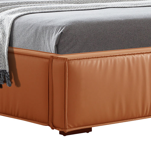 Louis Queen Bed Frame – Premium Leatherette, Quilted Headboard &amp; Wooden Legs | Plywood Slats - Greenora Living