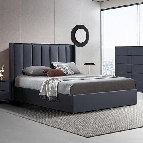 Prado Queen Bed Frame – Gas Lift Storage, MDF &amp; Non-Woven Fabric | Centre Support Leg | Minimalist Design - Greenora Living