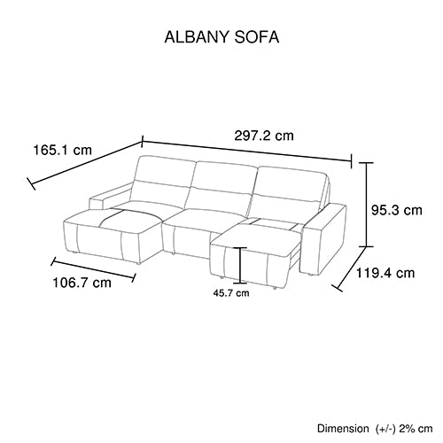 Albany 3-Seater Genuine Leather Chaise Sofa Bed | Tan, Power Slide &amp; USB Charging | Greenora Living Australia
