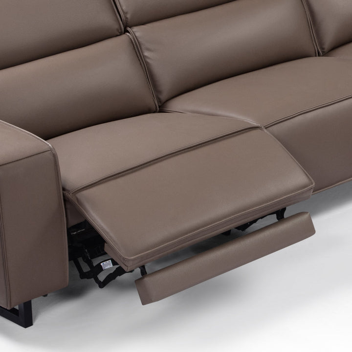 Grand Luxe 5-Seater Genuine Leather Corner Sofa with Power Recliners - Greenora Living