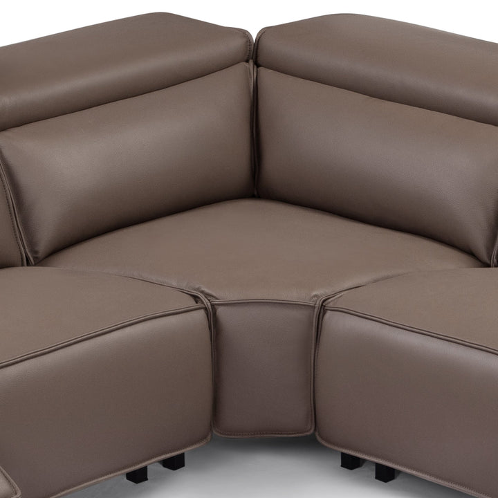 Grand Luxe 5-Seater Genuine Leather Corner Sofa with Power Recliners - Greenora Living