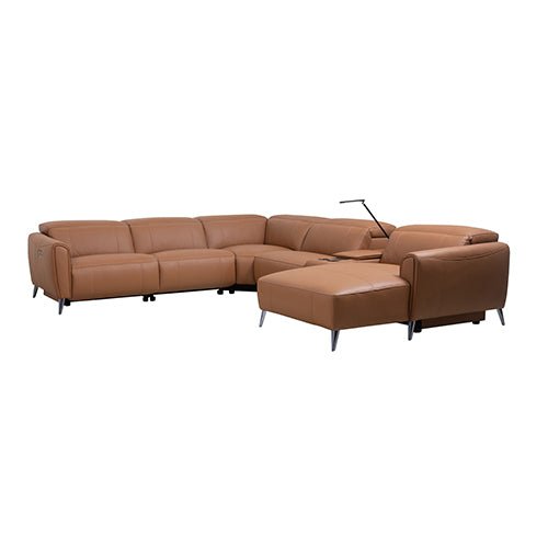 London 5-Seater Genuine Leather Corner Sofa | Electric Recliner, Power Slide &amp; Right Chaise | Greenora Living Australia