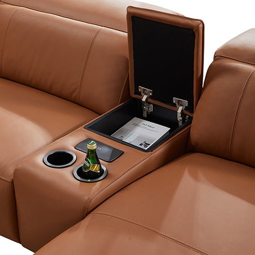 London 5-Seater Genuine Leather Corner Sofa | Electric Recliner, Power Slide &amp; Right Chaise | Greenora Living Australia