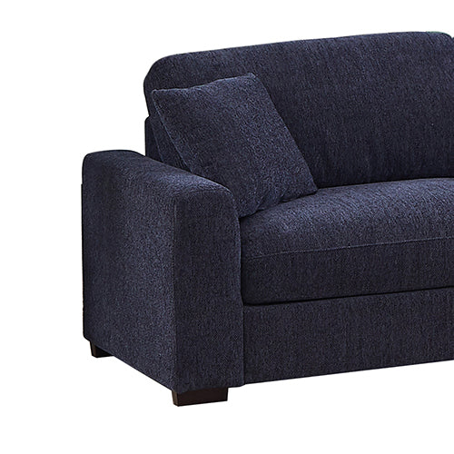 The Orion – Sea Blue Corner Sofa with Ottoman &amp; Fluffy Padded Seats - Greenora Living