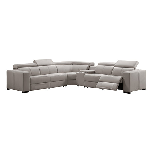 Washington 6-Seater Genuine Leather Corner Sofa with 2 Electric Recliners and Pocket Springs - Greenora Living