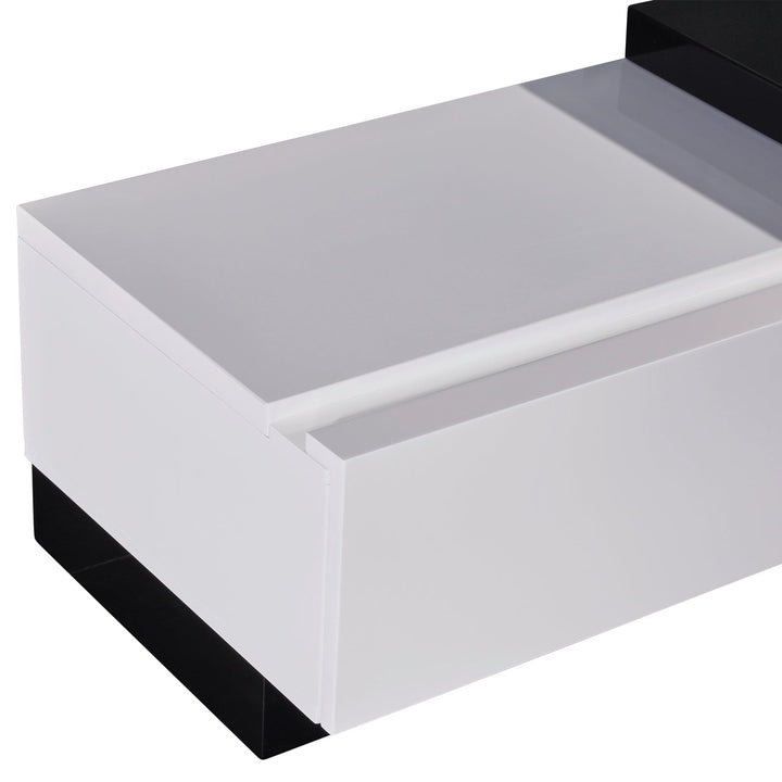 Monochrome 220cm High Gloss TV Cabinet – 2 Drawers | Black &amp; White, Fully Assembled - Greenora Living