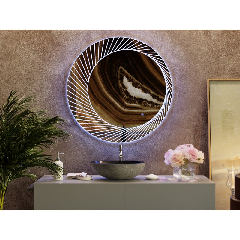 Round LED Bathroom Wall Mirror with Anti-Fog & Touch Switch – 80cm - Greenora Living