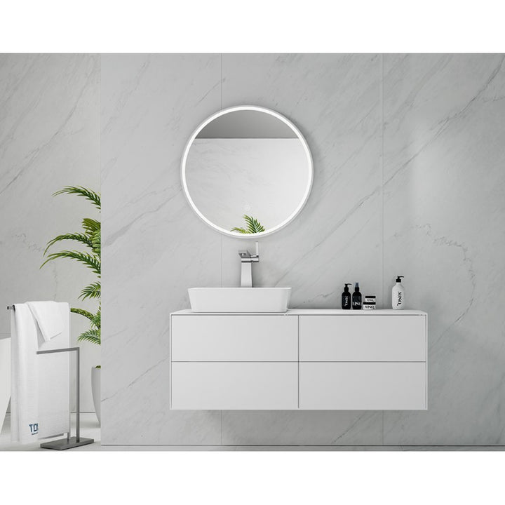 Round LED Bathroom Wall Mirror with Anti-Fog &amp; Touch Switch - Greenora Living