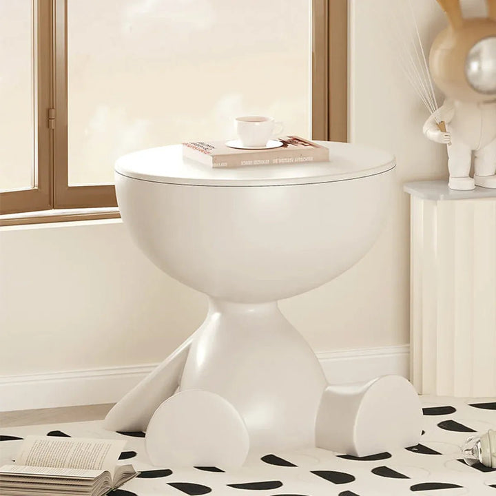 Teddy Mobile Storage Side Table – White – product view 2