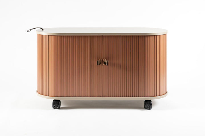 Mobile Roller Shutter Storage Cabinet – Adjustable Shelves &amp; Lockable Castors | ABS &amp; MFC - Greenora Living