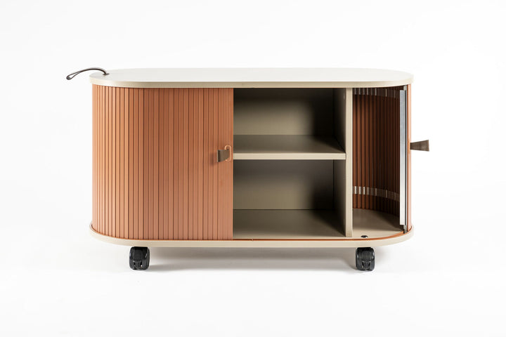 Mobile Roller Shutter Storage Cabinet – Adjustable Shelves &amp; Lockable Castors | ABS &amp; MFC - Greenora Living