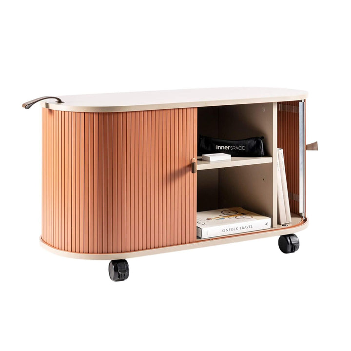 Mobile Roller Shutter Storage Cabinet – Adjustable Shelves &amp; Lockable Castors | ABS &amp; MFC - Greenora Living