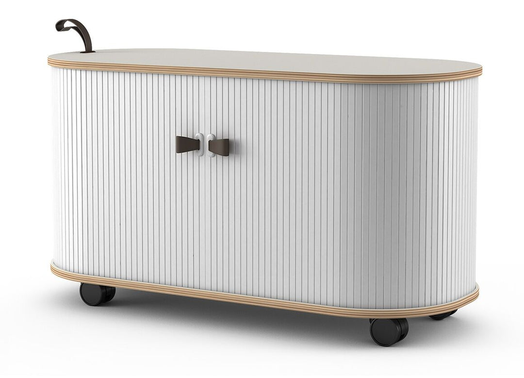 Mobile Roller Shutter Storage Cabinet – Adjustable Shelves &amp; Lockable Castors | ABS &amp; MFC | Multi-Environment - Greenora Living