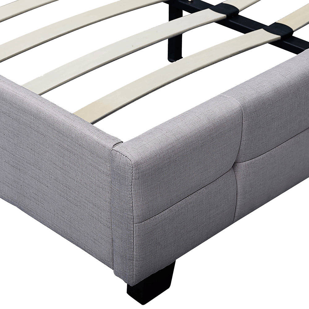 Haven Beige Queen Bed Frame | Button Tufted Linen Headboard &amp; Solid Wood | Greenora Living Australia