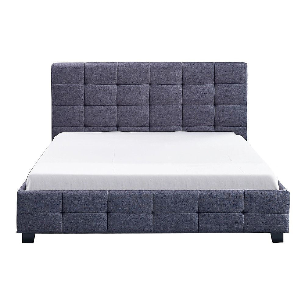 Haven Grey Queen Bed Frame | Button Tufted Linen Headboard &amp; Solid Wood | Greenora Living Australia