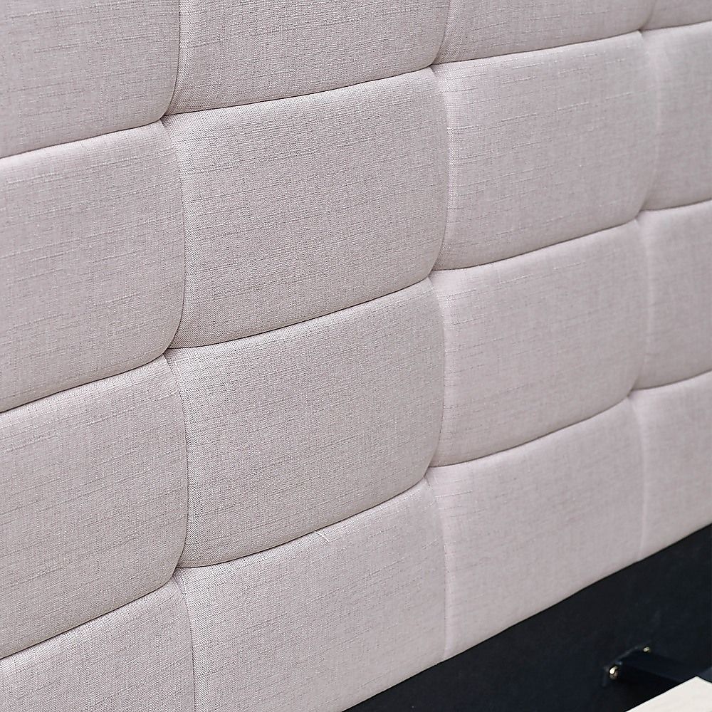 Haven Beige King Bed Frame | Button Tufted Linen Headboard &amp; Solid Wood | Greenora Living Australia