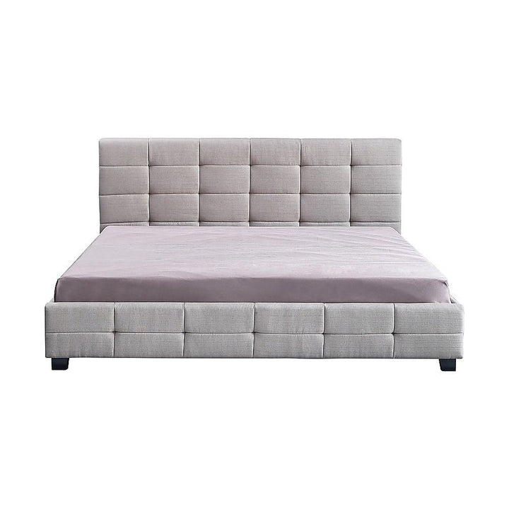 Haven Beige King Bed Frame | Button Tufted Linen Headboard &amp; Solid Wood | Greenora Living Australia