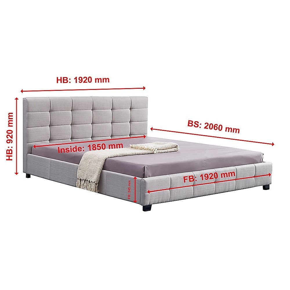 Haven Beige King Bed Frame | Button Tufted Linen Headboard &amp; Solid Wood | Greenora Living Australia