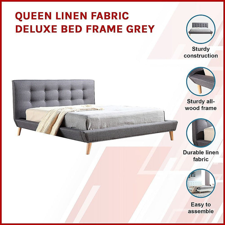Deluxe Grey Queen Bed Frame | Greenora Living Australia