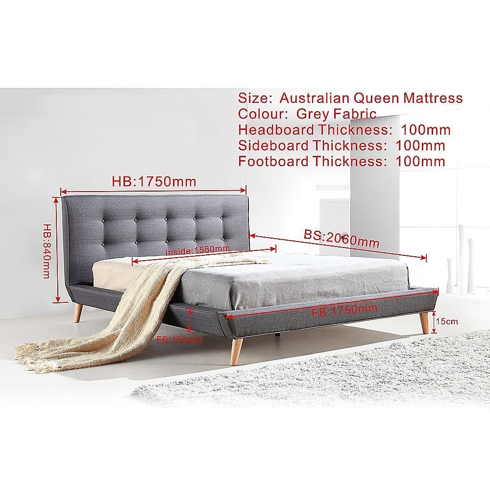 Deluxe Grey Queen Bed Frame | Greenora Living Australia