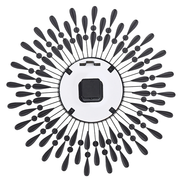 70cm Sunburst Wall Clock Crystal Rays Silent Quartz Black - Greenora Living