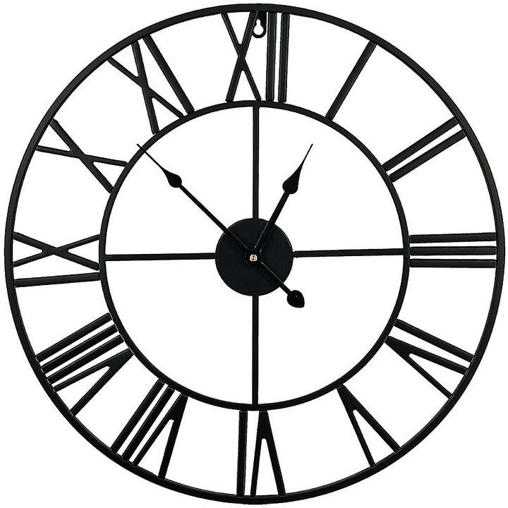 60cm Industrial Wall Clock – 3D Hollow Gold Roman Numerals Silent Movement - Greenora Living