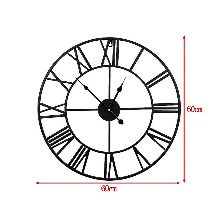 60cm Industrial Wall Clock – 3D Hollow Gold Roman Numerals Silent Movement - Greenora Living