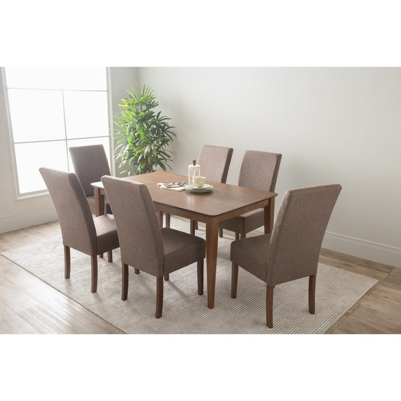 Cocoa Allegro 7-Piece Dining Set – 150cm Oak Dining Table & 6 Mocha Vinyl Chairs | Cocoa Finish | Seats 6 - Greenora Living