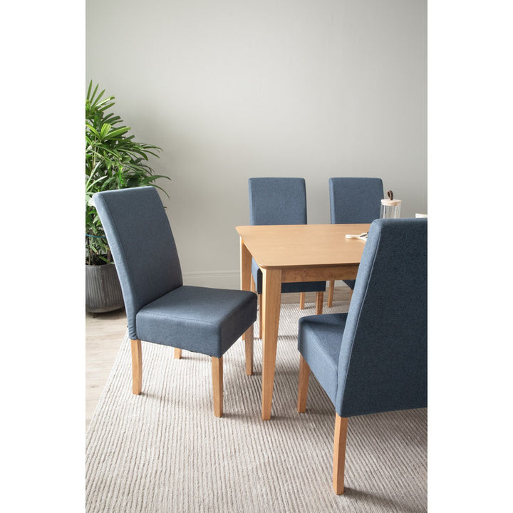 Natural Allegro 7-Piece Dining Set – 150cm Ash Veneer Table &amp; 6 Yale Fabric Chairs | Malaysian Oak | Natural | Seats 6 - Greenora Living