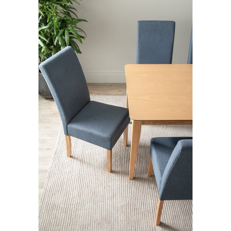Natural Allegro 7-Piece Dining Set – 150cm Ash Veneer Table &amp; 6 Yale Fabric Chairs | Malaysian Oak | Natural | Seats 6 - Greenora Living