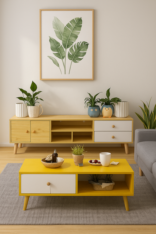 2-Piece Living Room Set – 150cm TV Stand & Coffee Table | Wenge MDF - Greenora Living