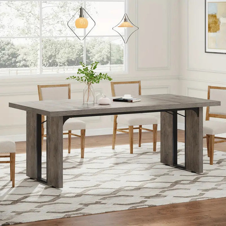 Homestead Grey 180cm Rustic Farmhouse Dining Table – Vintage Grey Wood Finish | Seats 6–8 | Multi-Use - Greenora Living