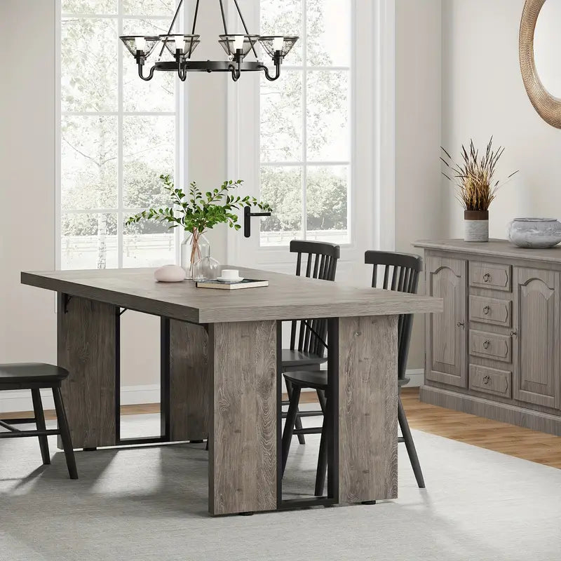 Homestead Grey 180cm Rustic Farmhouse Dining Table – Vintage Grey Wood Finish | Seats 6–8 | Multi-Use - Greenora Living