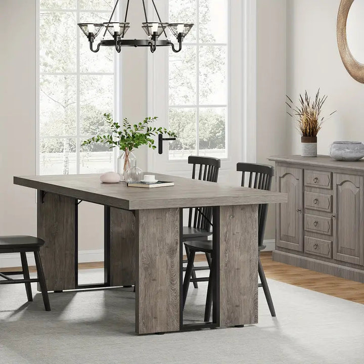 Homestead Grey 180cm Rustic Farmhouse Dining Table – Vintage Grey Wood Finish | Seats 6–8 | Multi-Use - Greenora Living