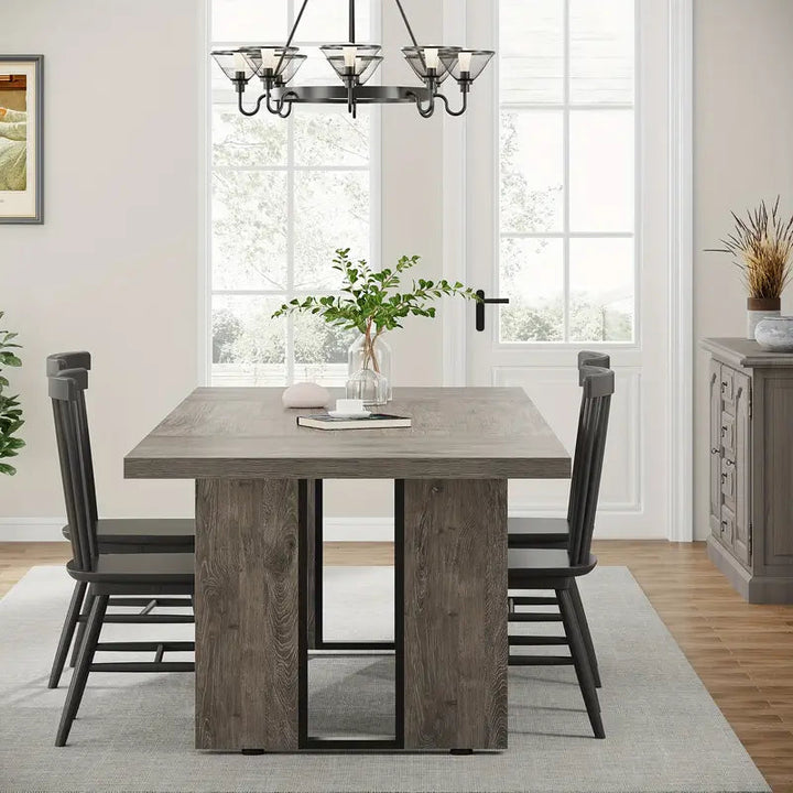 Homestead Grey 180cm Rustic Farmhouse Dining Table – Vintage Grey Wood Finish | Seats 6–8 | Multi-Use - Greenora Living