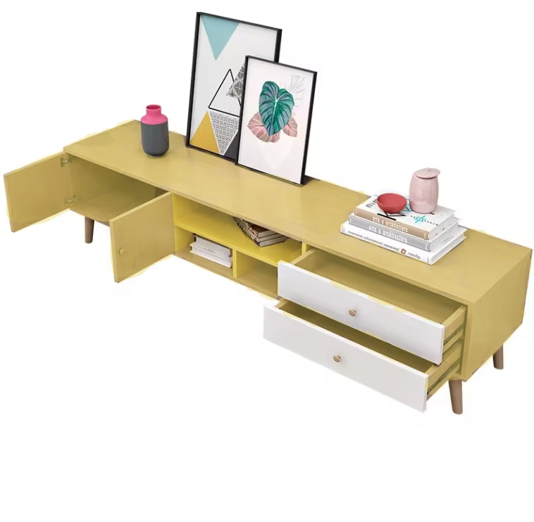 Farmhouse Pine TV Cabinet – 2 Doors, 2 Drawers & Adjustable Shelves | 150cm | White & Pine - Greenora Living