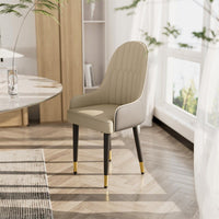 Verona Padded Leather Dining Chair Set of 2 – Cream White & Grey