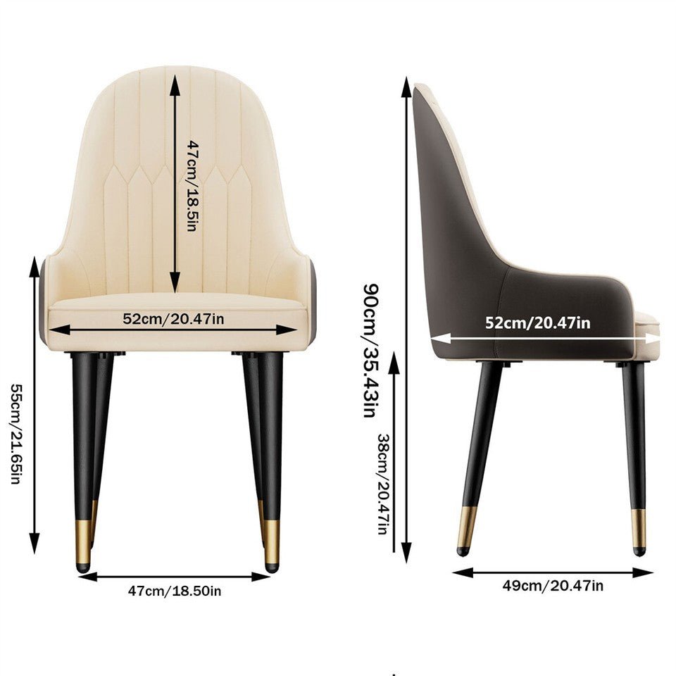 Verona Padded Leather Dining Chair Set of 2 – Cream White &amp; Grey – product view 3