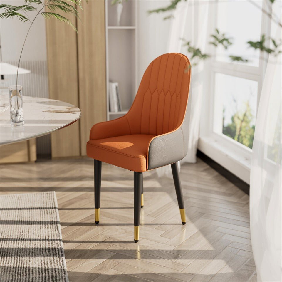 Verona Padded Leather Dining Chair Set of 2 – Orange & Grey