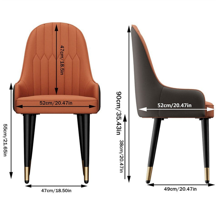 Verona Padded Leather Dining Chair Set of 2 – Orange &amp; Grey – product view 3