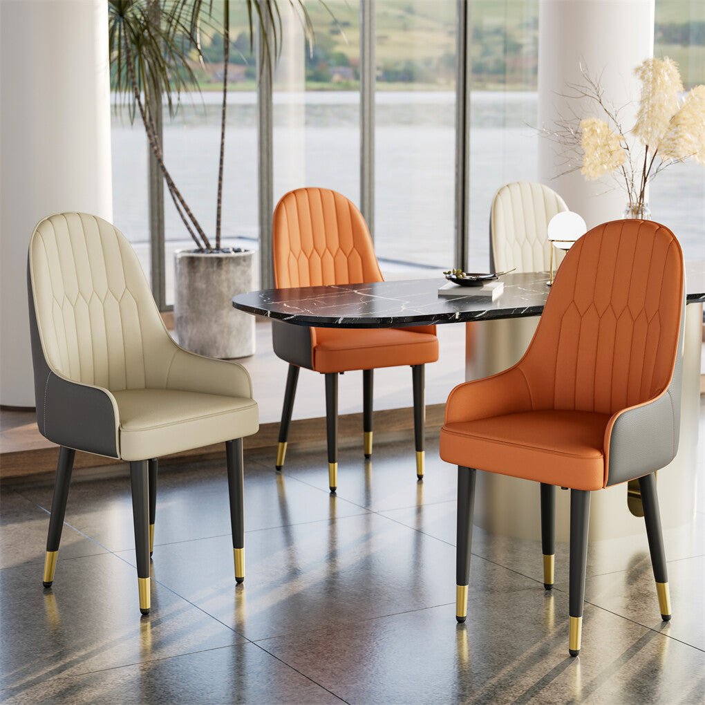 Verona Padded Leather Dining Chair Set of 2 – Orange &amp; Grey – product view 2