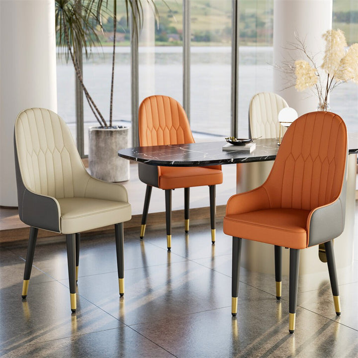 Verona Padded Leather Dining Chair Set of 2 – Orange &amp; Grey – product view 2