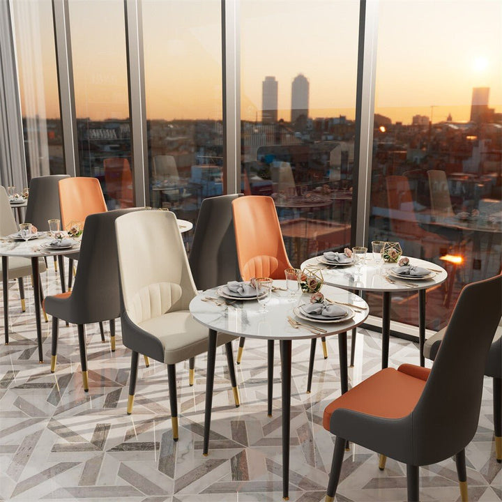 Verona Padded Leather Dining Chair Set of 2 – Orange &amp; Grey – product view 4