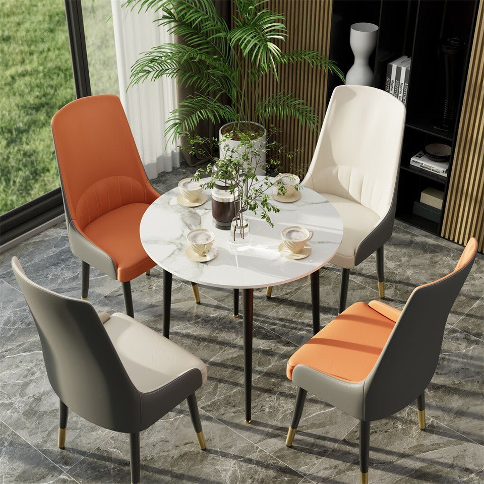 Verona Padded Leather Dining Chair Set of 2 – Orange &amp; Grey – product view 5