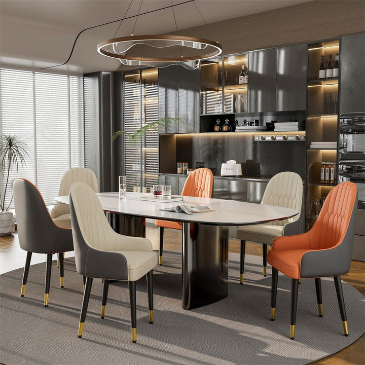Verona Padded Leather Dining Chair Set of 2 – Orange &amp; Grey – product view 6