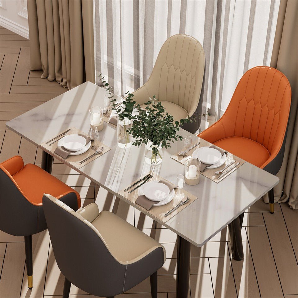 Verona Padded Leather Dining Chair Set of 2 – Orange &amp; Grey – product view 7