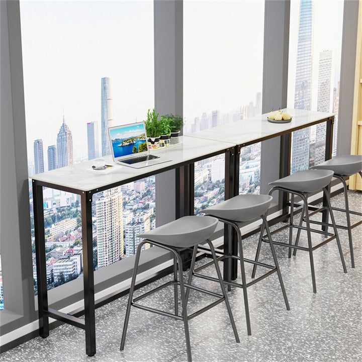 Marble-Effect Sintered Stone Bar Table with Metal Frame – Bar Height - Greenora Living