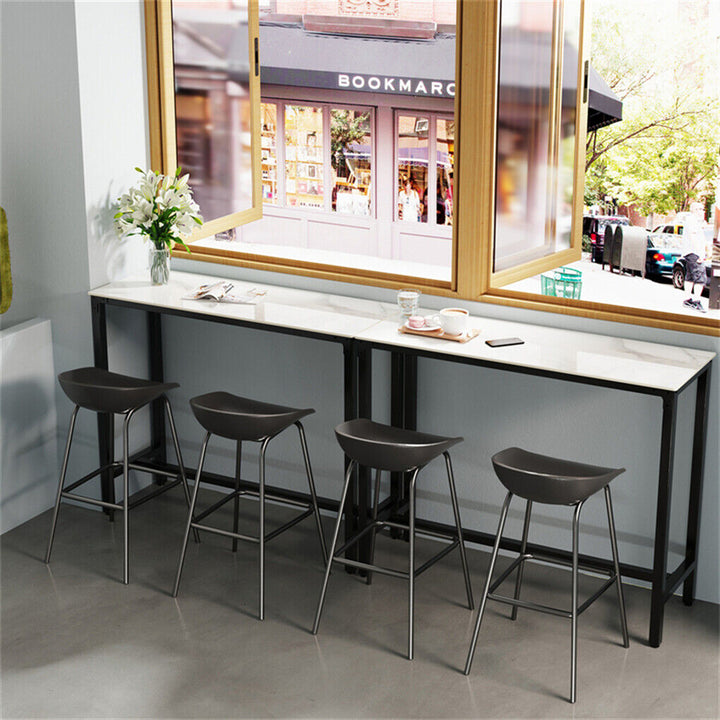 Marble-Effect Sintered Stone Bar Table with Metal Frame – Bar Height - Greenora Living