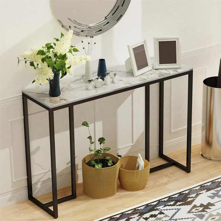 Aurelia White Sintered Stone Console Table 100cm