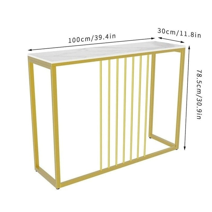 Soleil Console Table – Sintered Stone Marble-Effect Top &amp; Gold Metal Legs | 100cm | White &amp; Gold - Greenora Living